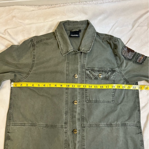Nanette Lepor | Army Green Utility Jacket | Beaded Star Patch | Cotton| Size L - Picture 11 of 12